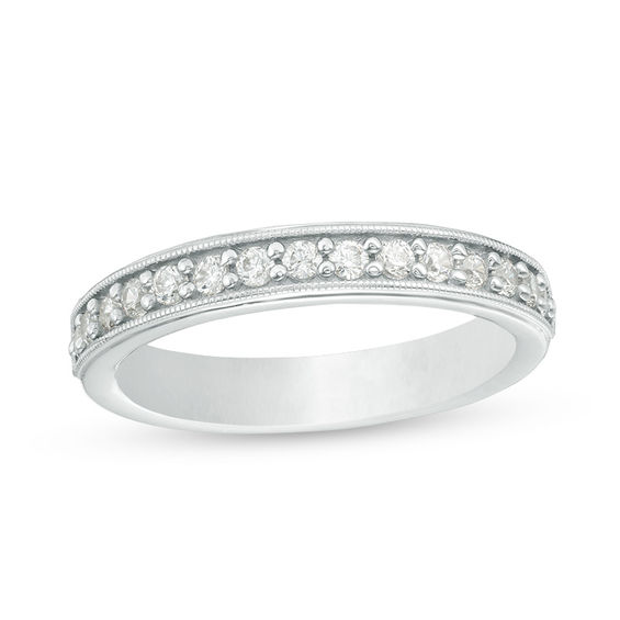 3/8 CT. T.w. Diamond Vintage-Style Wedding Band in 10K White Gold