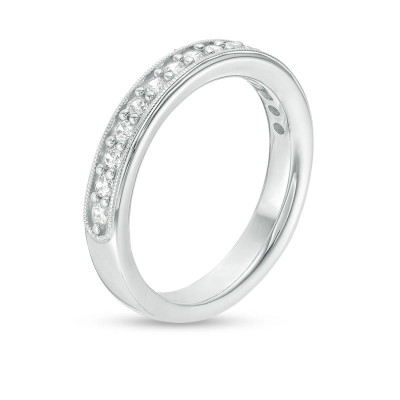 Main Image 3 of 3/8 CT. T.W. Diamond Vintage-Style Wedding Band in 10K White Gold