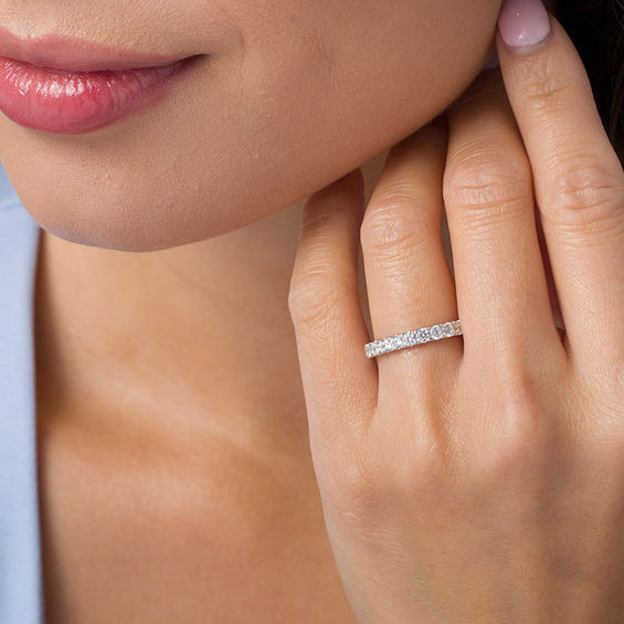 7/8 CT. T.w. Diamond Wedding Band in 10K White Gold