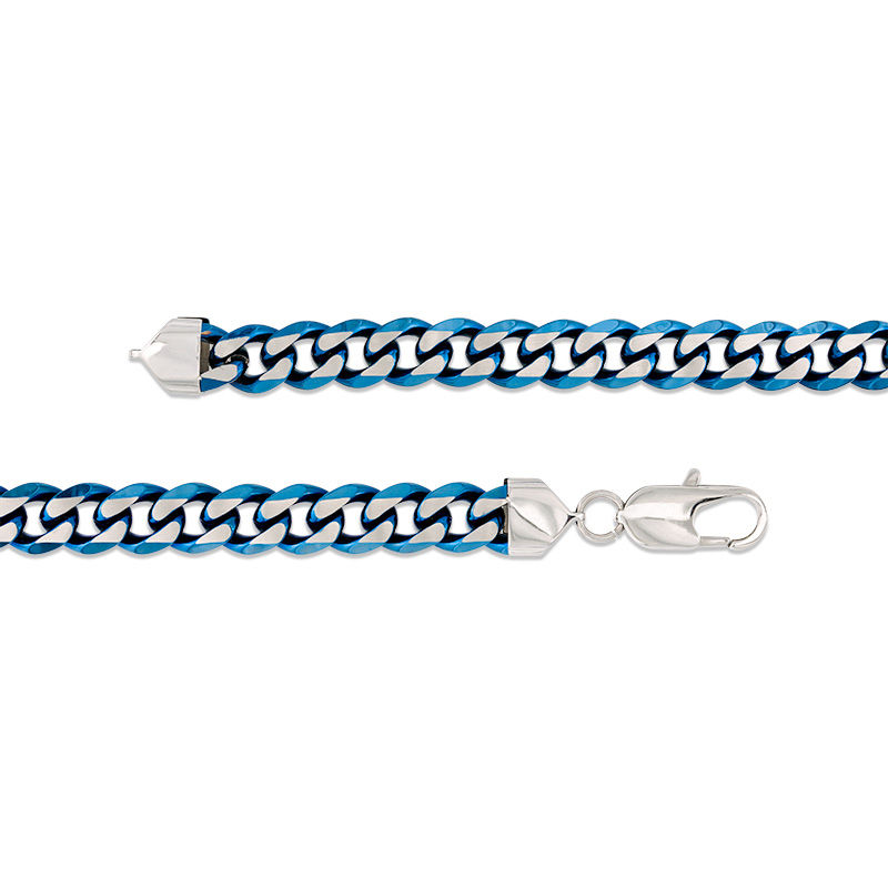 Men's 10.5mm Cuban Curb Chain Necklace in Blue IP Stainless Steel - 24"