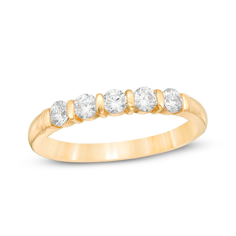 Main Image 1 of 1/2 CT. T.W. Diamond Five Stone Vertical Bar Anniversary Band in 10K Gold