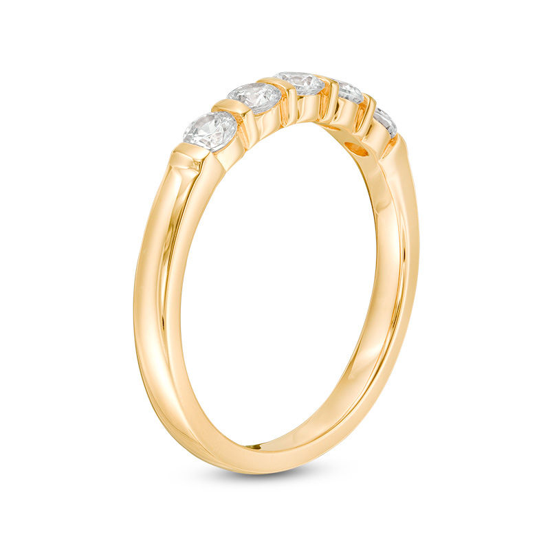 Main Image 3 of 1/2 CT. T.W. Diamond Five Stone Vertical Bar Anniversary Band in 10K Gold