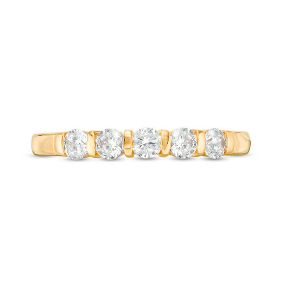 1/2 CT. T.w. Diamond Five Stone Vertical Bar Anniversary Band in 10K Gold