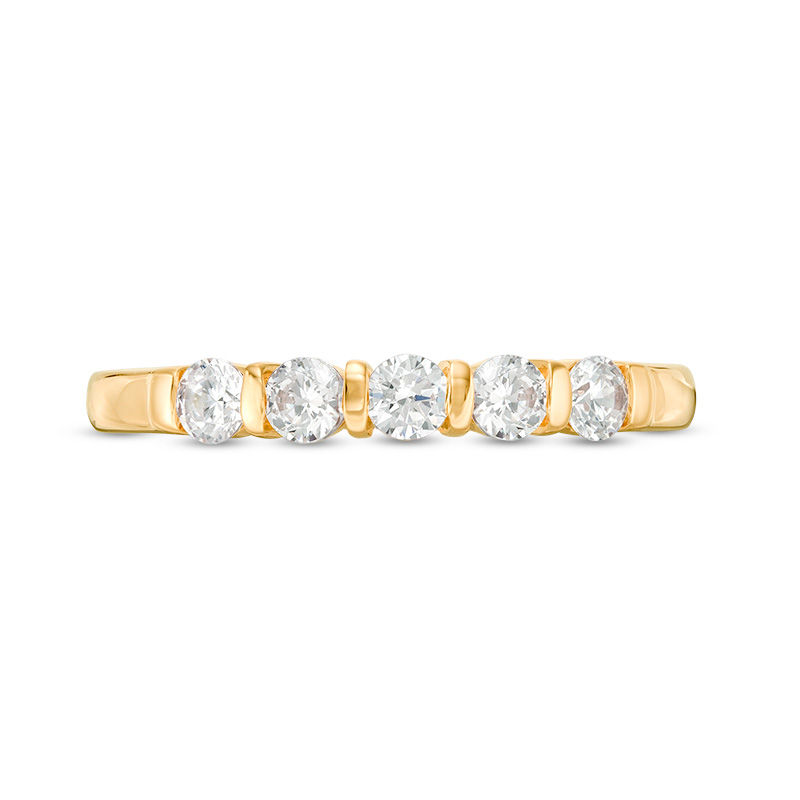 Main Image 4 of 1/2 CT. T.W. Diamond Five Stone Vertical Bar Anniversary Band in 10K Gold