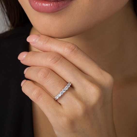 1 CT. T.w. Diamond Seven Stone Anniversary Band in 10K White Gold