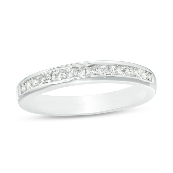 1/2 CT. T.W. Princess-Cut Diamond Wedding Band in 10K White Gold | Zales