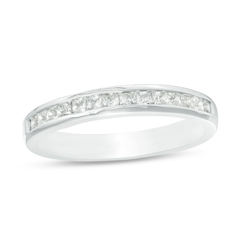 Main Image 1 of 1/2 CT. T.W. Princess-Cut Diamond Wedding Band in 10K White Gold
