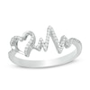 Thumbnail Image 1 of 1/15 CT. T.W. Diamond Heartbeat and Heart Ring in Sterling Silver