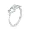 Thumbnail Image 2 of 1/15 CT. T.W. Diamond Heartbeat and Heart Ring in Sterling Silver