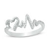 Thumbnail Image 0 of 1/15 CT. T.W. Diamond Heartbeat and Heart Ring in Sterling Silver