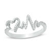 Thumbnail Image 1 of 1/15 CT. T.W. Diamond Heartbeat and Heart Ring in Sterling Silver