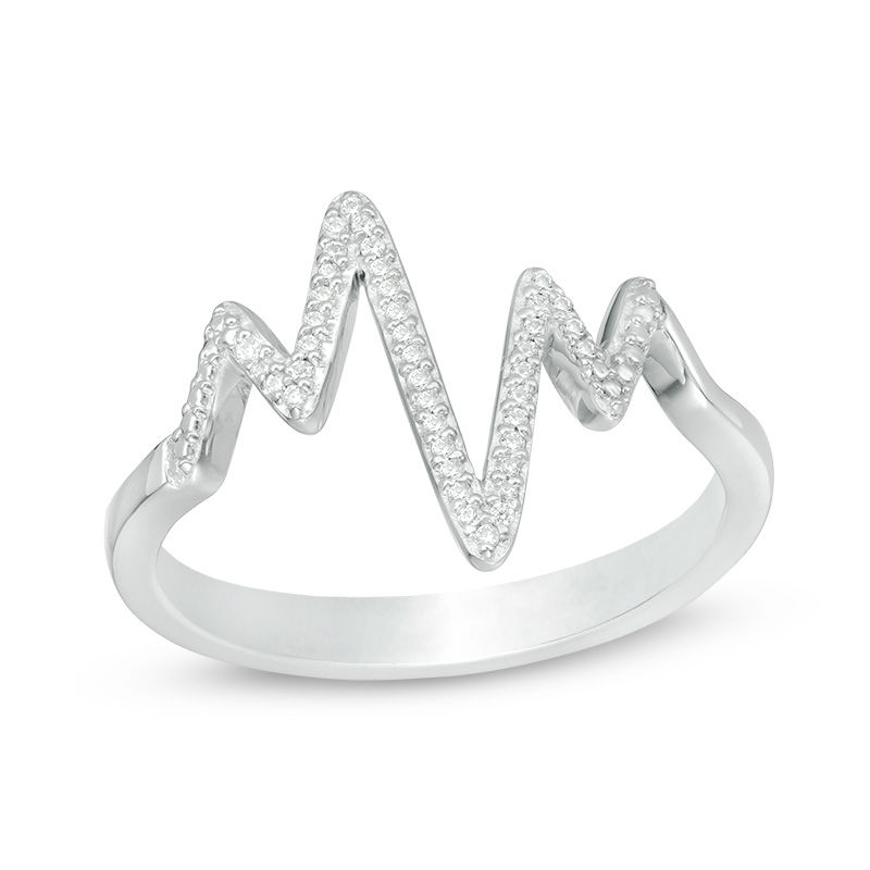 1/15 CT. T.W. Diamond Heartbeat Ring in Sterling Silver