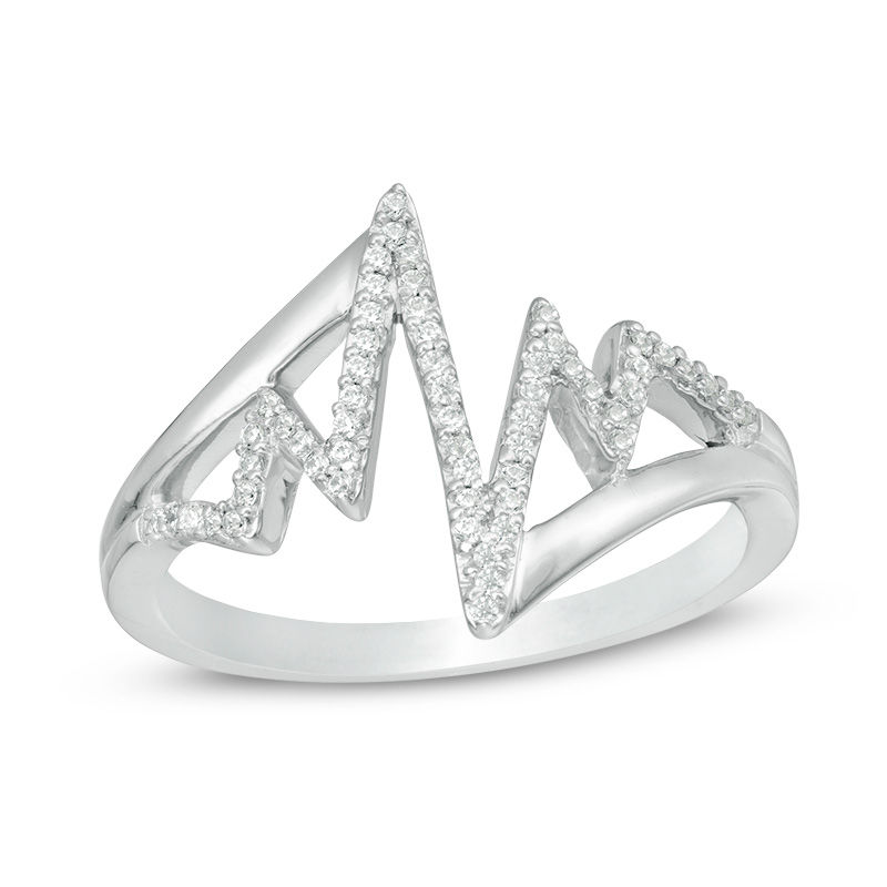 1/6 CT. T.W. Diamond Bypass Heartbeat Ring in Sterling Silver