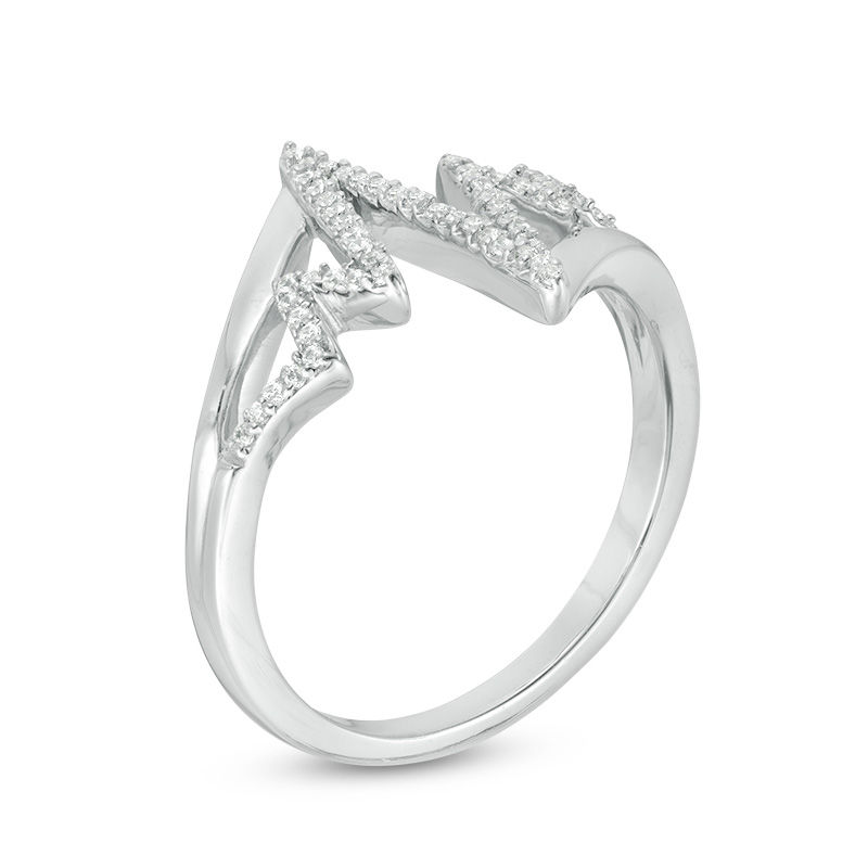 1/6 CT. T.W. Diamond Bypass Heartbeat Ring in Sterling Silver