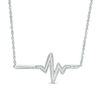 Thumbnail Image 0 of 1/10 CT. T.W. Diamond Heartbeat Bar Necklace in Sterling Silver - 16.7"