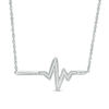 Thumbnail Image 1 of 1/10 CT. T.W. Diamond Heartbeat Bar Necklace in Sterling Silver - 16.7"