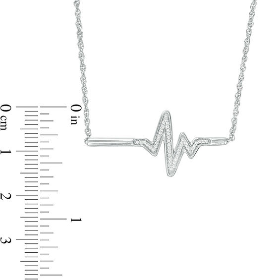 1/10 CT. T.w. Diamond Heartbeat Bar Necklace in Sterling Silver - 16.7"