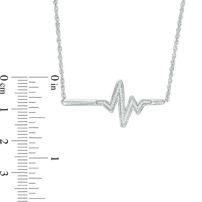 1/10 CT. T.W. Diamond Heartbeat Bar Necklace in Sterling Silver - 16.7"