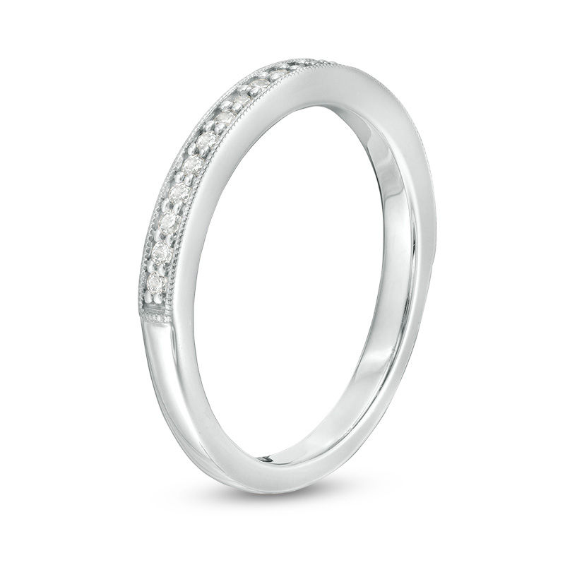 Main Image 3 of 1/5 CT. T.W. Diamond Vintage-Style Wedding Band in 10K White Gold