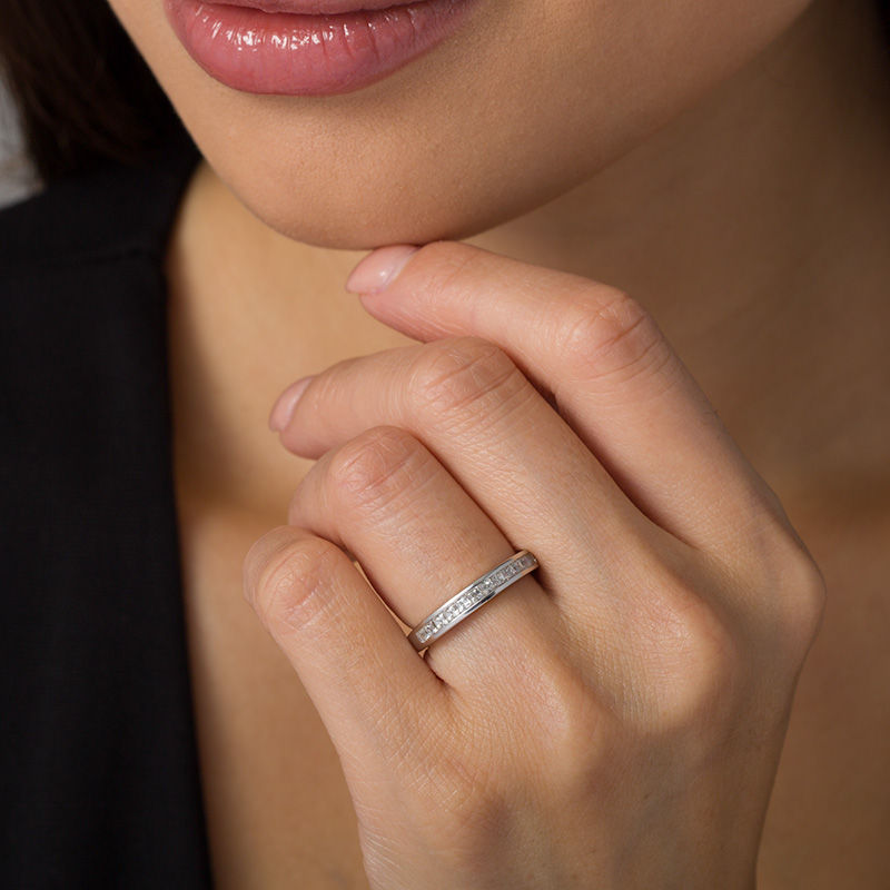Main Image 2 of 5/8 CT. T.W. Princess-Cut Diamond Wedding Band in 10K White Gold