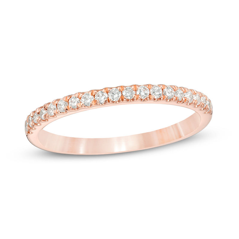 Main Image 1 of 1/4 CT. T.W. Diamond Wedding Band in 10K Rose Gold
