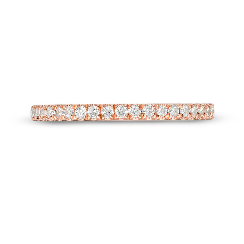 Main Image 4 of 1/4 CT. T.W. Diamond Wedding Band in 10K Rose Gold