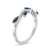 Thumbnail Image 1 of Marquise Lab-Created Blue and White Sapphire Leafy Vine Ring in Sterling Silver