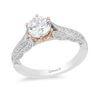 Thumbnail Image 1 of Enchanted Disney Princess 1-1/4 CT. T.W. Diamond Crown Vintage-Style Engagement Ring in 14K Two-Tone Gold