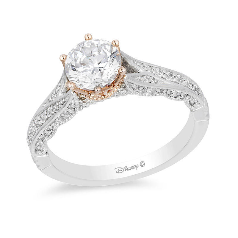 Enchanted Disney Princess 1-1/4 CT. T.W. Diamond Crown Vintage-Style Engagement Ring in 14K Two-Tone Gold