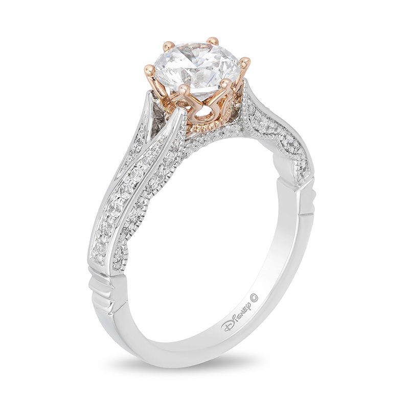 Enchanted Disney Princess 1-1/4 CT. T.W. Diamond Crown Vintage-Style Engagement Ring in 14K Two-Tone Gold