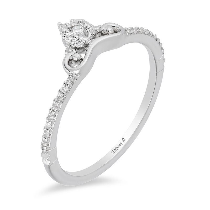 Main Image 2 of Enchanted Disney Cinderella 1/10 CT. T.W. Diamond Carriage Contour Wedding Band in 14K White Gold