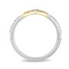 Thumbnail Image 3 of Enchanted Disney Princess 1/10 CT. T.W. Diamond Heart Crown Contour Wedding Band in 14K Two-Tone Gold