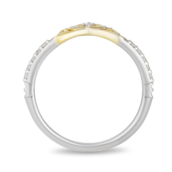 Enchanted Disney Princess 1/10 CT. T.w. Diamond Heart Crown Contour Wedding Band in 14K Two-Tone Gold