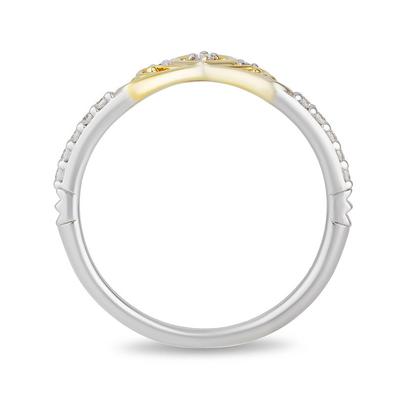 Main Image 3 of Enchanted Disney Princess 1/10 CT. T.W. Diamond Heart Crown Contour Wedding Band in 14K Two-Tone Gold