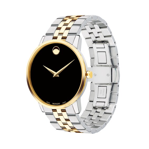 Men's Movado Museum® Classic Two-Tone PVD Watch with Black Dial (Model: 0607200)