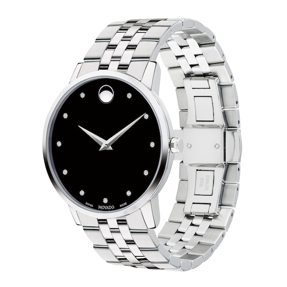 Men's Movado Museum® Classic 1/20 CT. T.w. Diamond Watch with Black Dial (Model: 0607201)