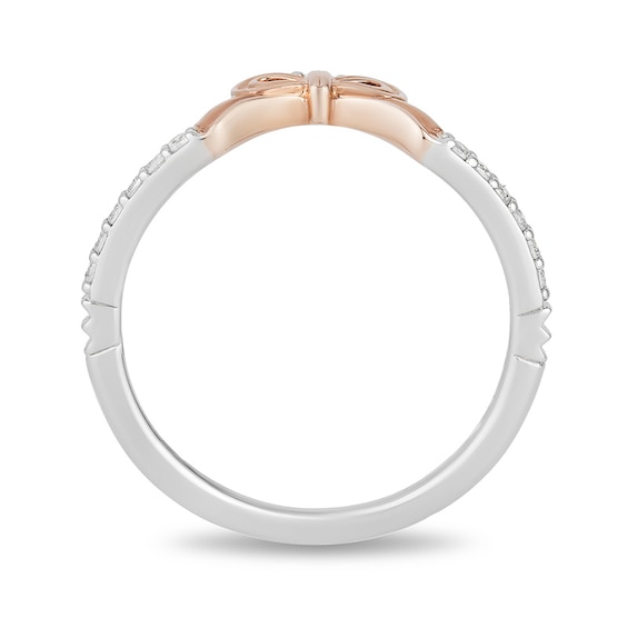 Enchanted Disney Snow White 1/10 CT. T.w. Diamond Bow Contour Wedding Band in 14K Two-Toned Gold