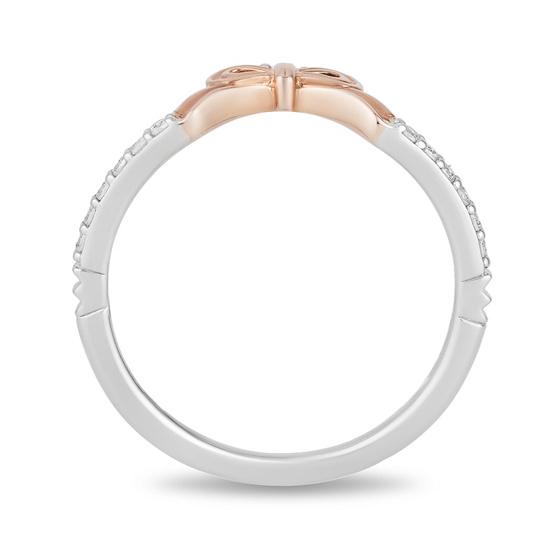 Enchanted Disney Snow White 1/10 CT. T.W. Diamond Bow Contour Wedding Band in 14K Two-Toned Gold