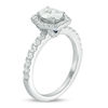 Thumbnail Image 2 of Vera Wang Love Collection 1-1/4 CT. T.W. Oval Diamond Hexagonal Frame Engagement Ring in 14K White Gold
