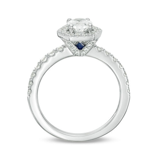 Vera Wang Love Collection 1-1/4 CT. T.w. Oval Diamond Hexagonal Frame Engagement Ring in 14K White Gold