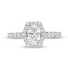 Thumbnail Image 4 of Vera Wang Love Collection 1-1/4 CT. T.W. Oval Diamond Hexagonal Frame Engagement Ring in 14K White Gold