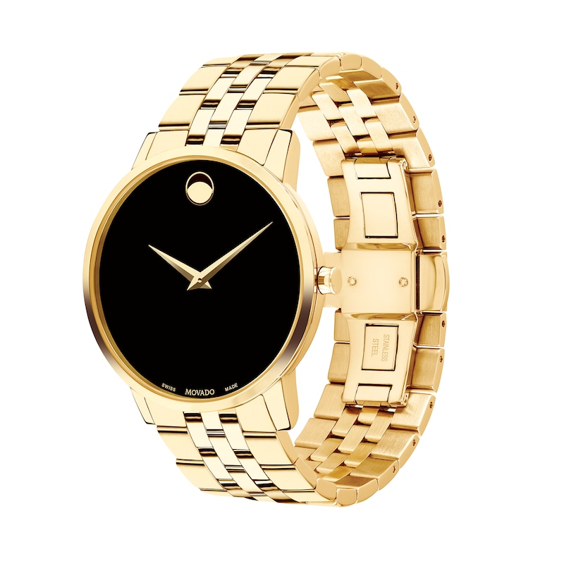 Main Image 2 of Men's Movado Museum® Classic Gold-Tone PVD Watch with Black Dial (Model: 0607203)