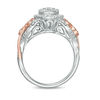 Thumbnail Image 5 of 1 CT. T.W. Diamond Oval Frame Leaf-Sides Vintage-Style Engagement Ring in 14K Two-Tone Gold