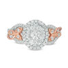 Thumbnail Image 6 of 1 CT. T.W. Diamond Oval Frame Leaf-Sides Vintage-Style Engagement Ring in 14K Two-Tone Gold