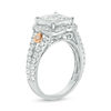 Thumbnail Image 2 of 2 CT. T.W. Quad Princess-Cut Diamond Frame Vintage-Style Engagement Ring in 14K Two-Tone Gold