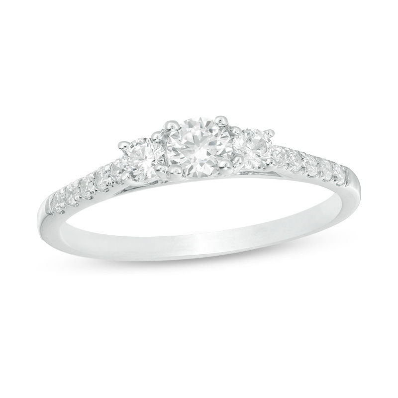 Main Image 1 of 1/2 CT. T.W. Diamond Past Present Future® Engagement Ring in 10K White Gold
