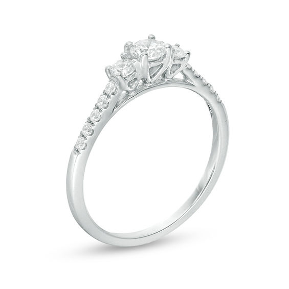 1/2 CT. T.w. Diamond Past Present FutureÂ® Engagement Ring in 10K White Gold