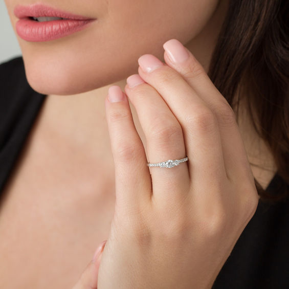 1/2 CT. T.w. Diamond Past Present FutureÂ® Engagement Ring in 10K White Gold