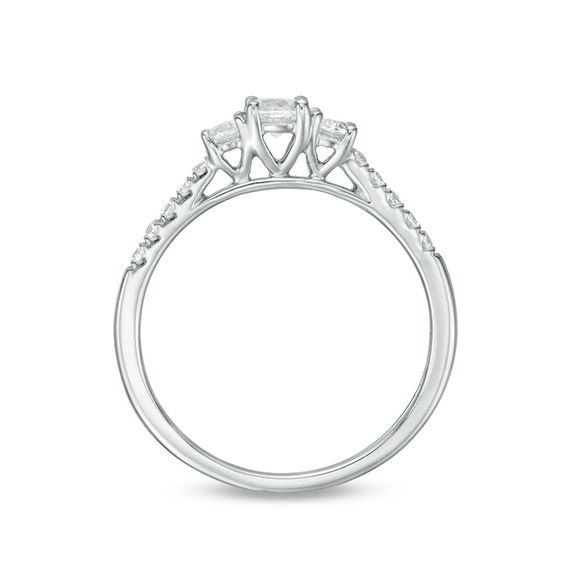 1/2 CT. T.w. Diamond Past Present FutureÂ® Engagement Ring in 10K White Gold