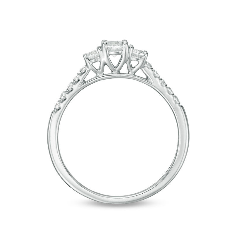 Main Image 5 of 1/2 CT. T.W. Diamond Past Present Future® Engagement Ring in 10K White Gold